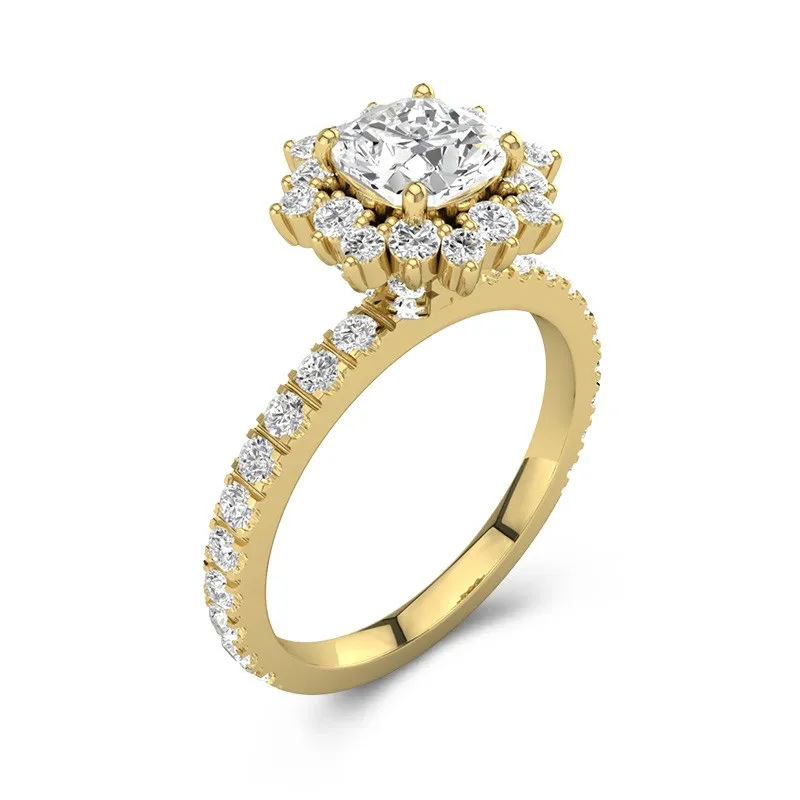 Le luxe Coussin 2.00ct Moissanite Bague de fiançailles