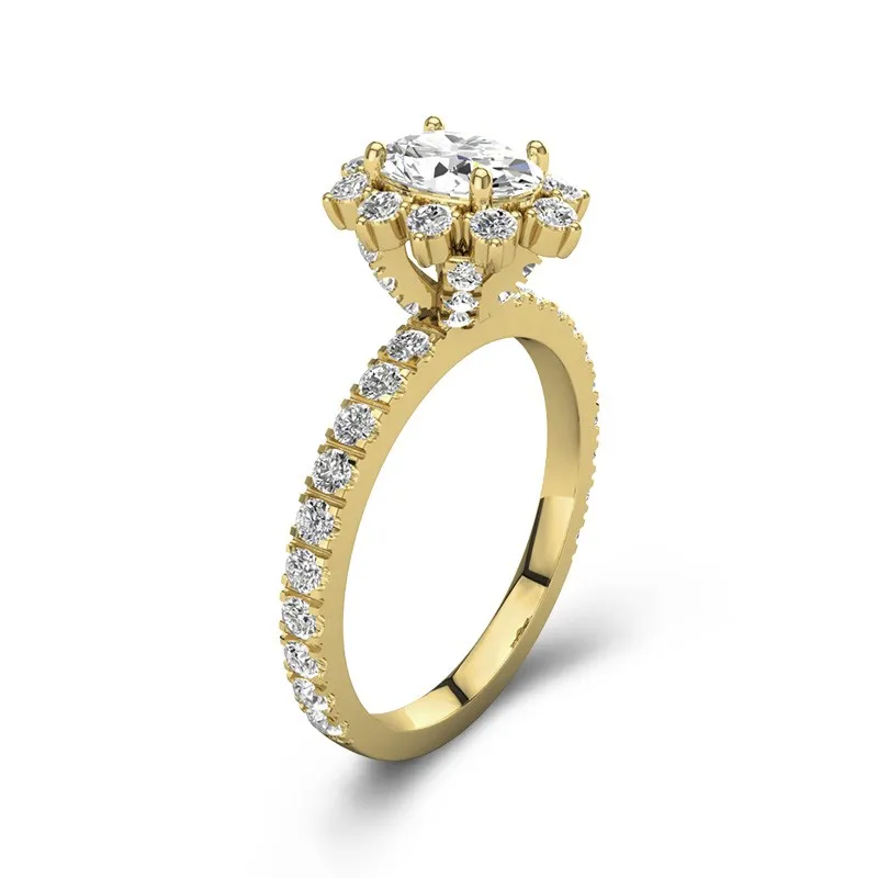 Le luxe Ovale 1.50ct Moissanite Bague de fiançailles