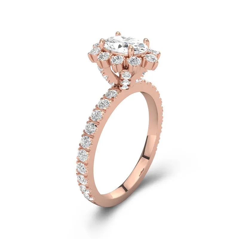 Le luxe Ovale 1.50ct Moissanite Bague de fiançailles