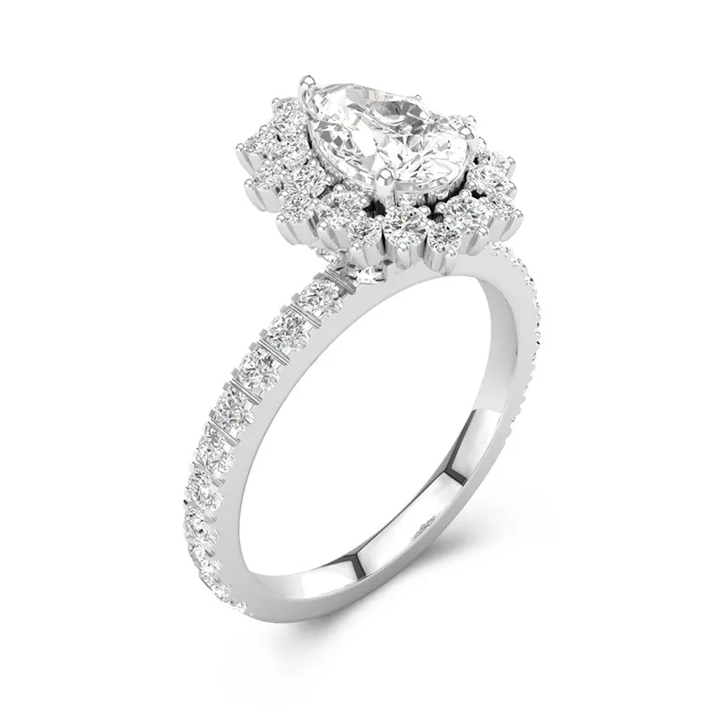 Le luxe Poire 1.50ct Moissanite Bague de fiançailles