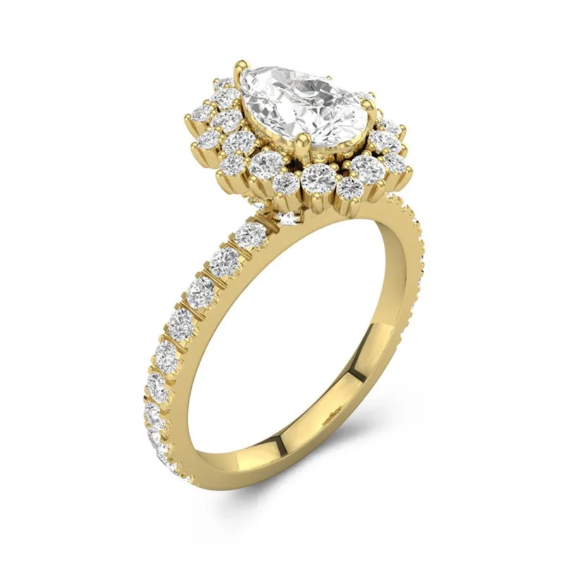 Le luxe Poire 1.50ct Moissanite Bague de fiançailles