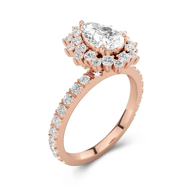 Le luxe Poire 2.00ct Moissanite Bague de fiançailles