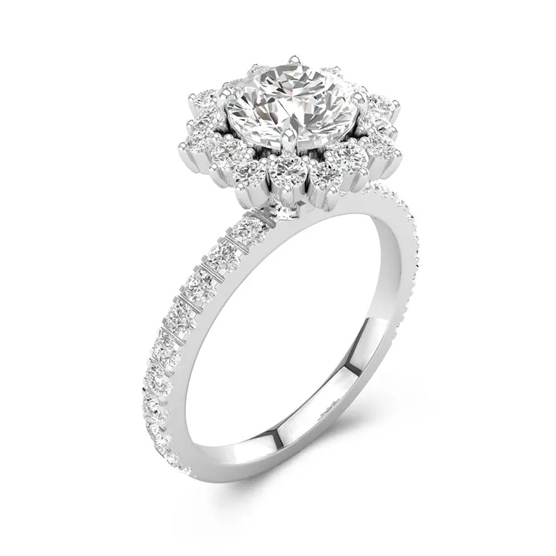 Luxury Round 1.00ct Moissanite Engagement Ring
