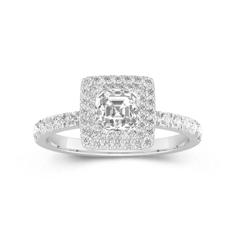 Luxury Asscher 1.00ct Moissanite Engagement Ring