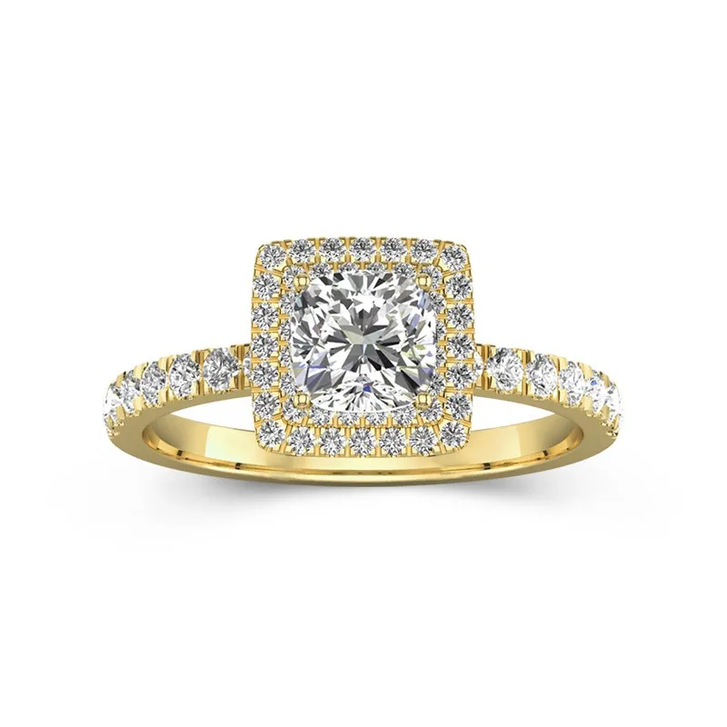 Le luxe Coussin 1.00ct Moissanite Bague de fiançailles