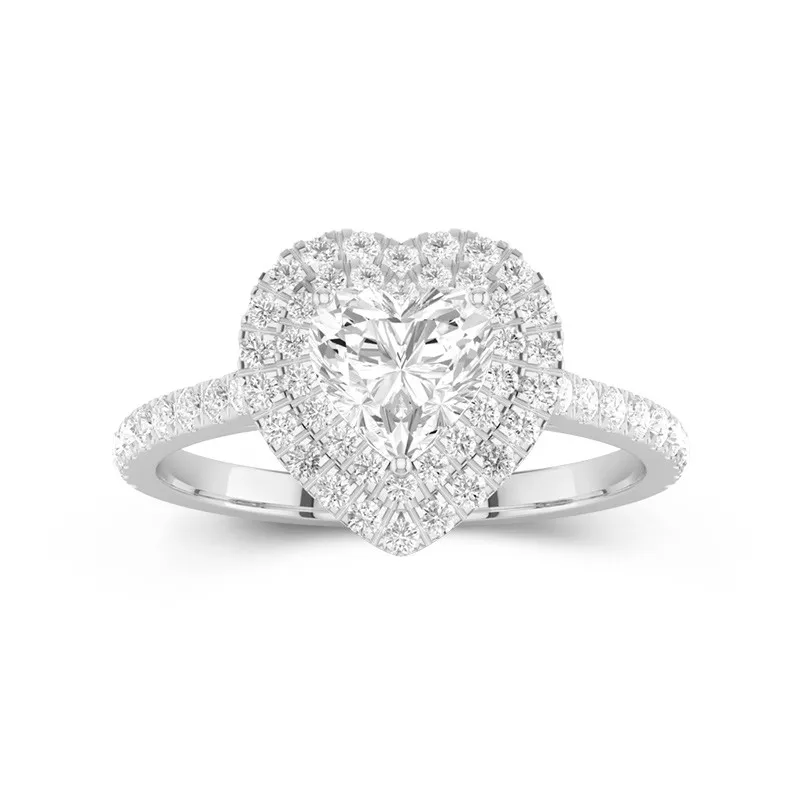 Le luxe Cœur 1.00ct Moissanite Bague de fiançailles