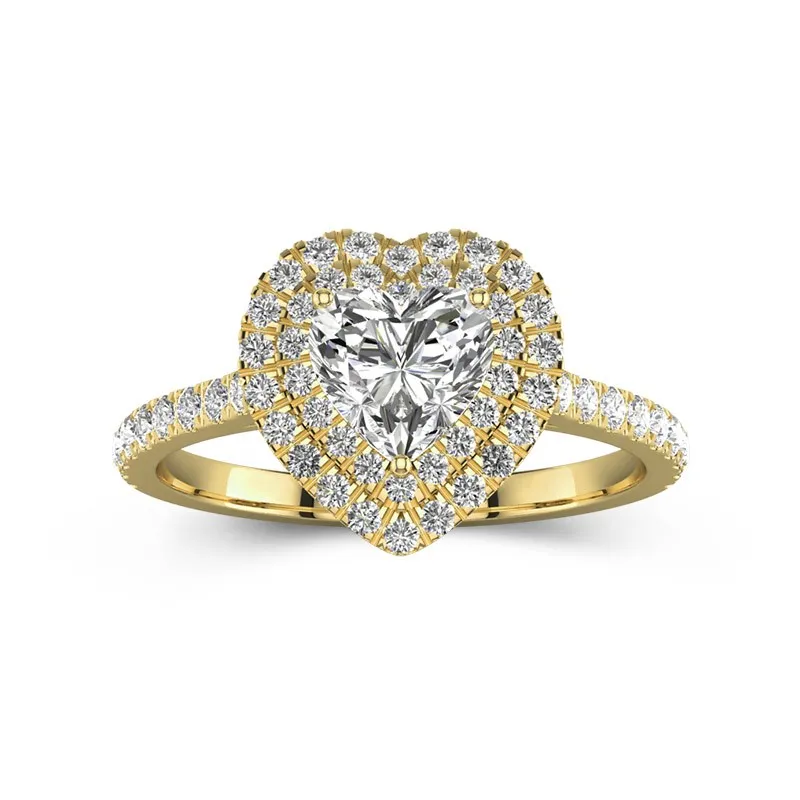 Le luxe Cœur 1.00ct Moissanite Bague de fiançailles