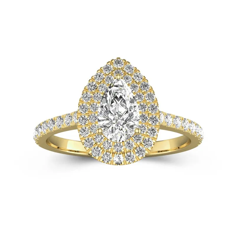 Le luxe Poire 1.00ct Moissanite Bague de fiançailles