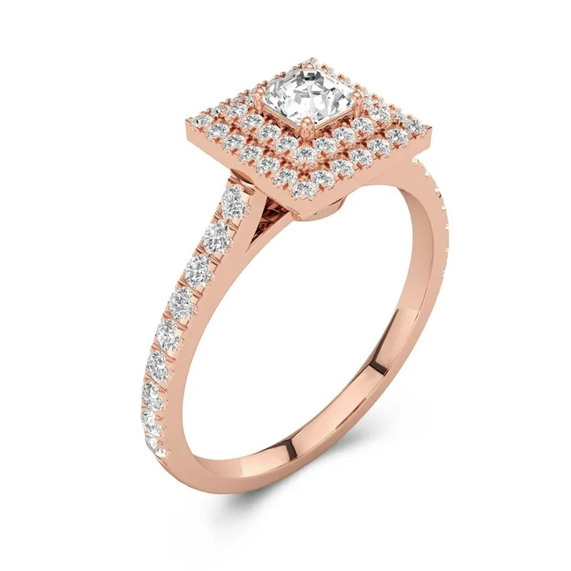 Luxury Asscher 1.00ct Moissanite Engagement Ring