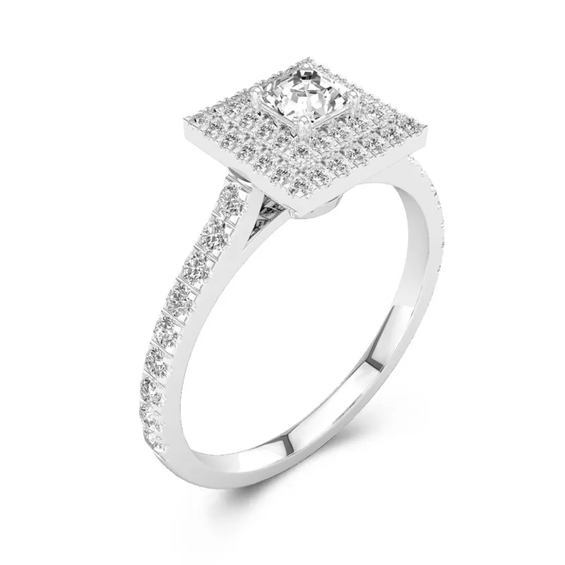 Le luxe Asscher 1.00ct Moissanite Bague de fiançailles