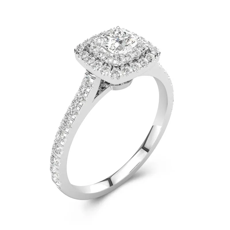 Argent sterling 925 Moissanite Bague de fiançailles