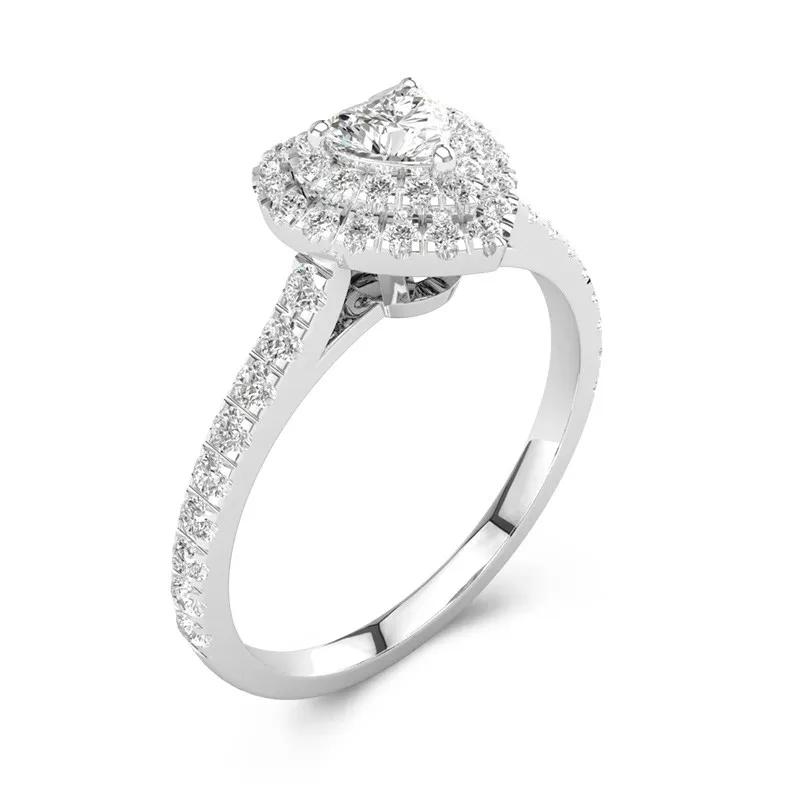 Argent sterling 925 Moissanite Bague de fiançailles