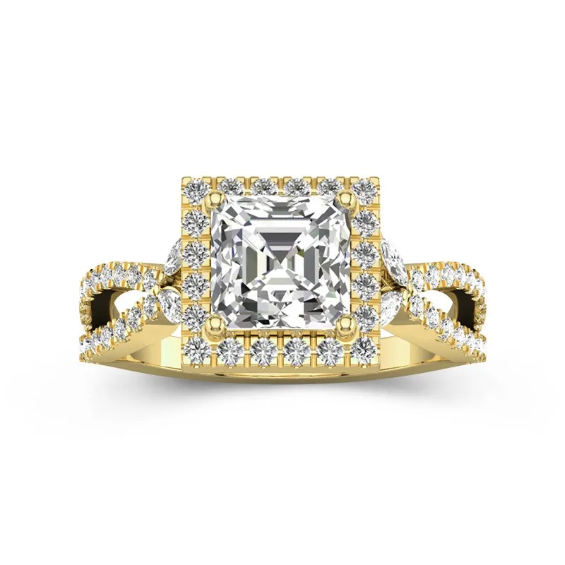 Feuille Halo Bague de fiançailles 2.00ct Moissanite