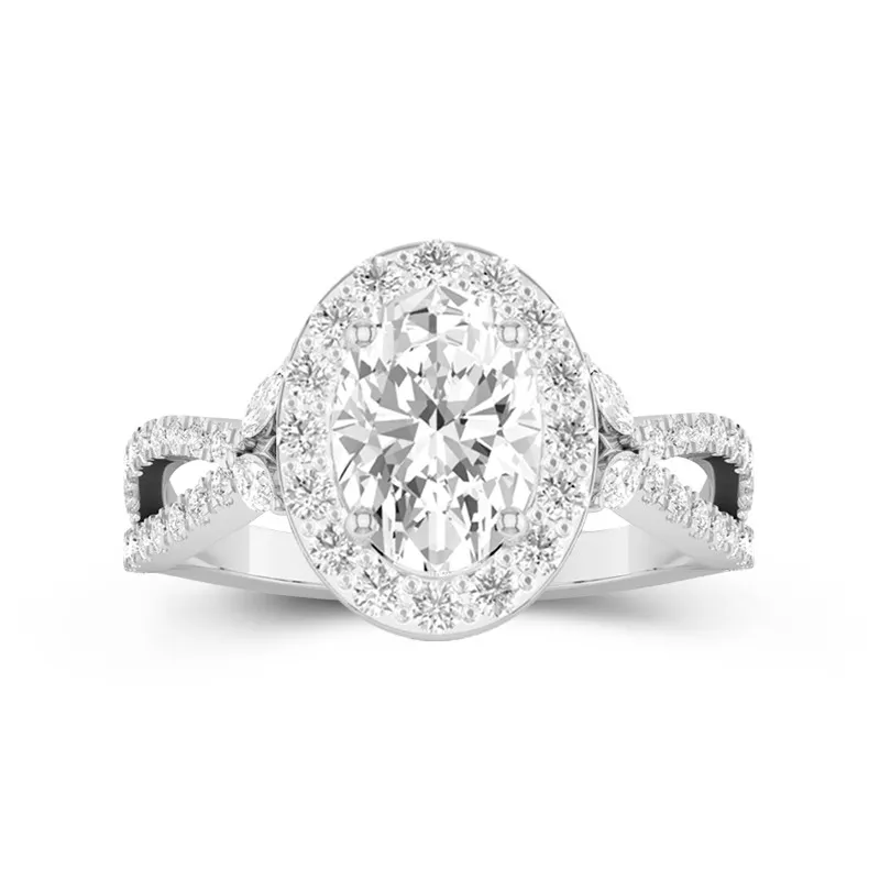 Nature Oval 2.00ct Moissanite Engagement Ring