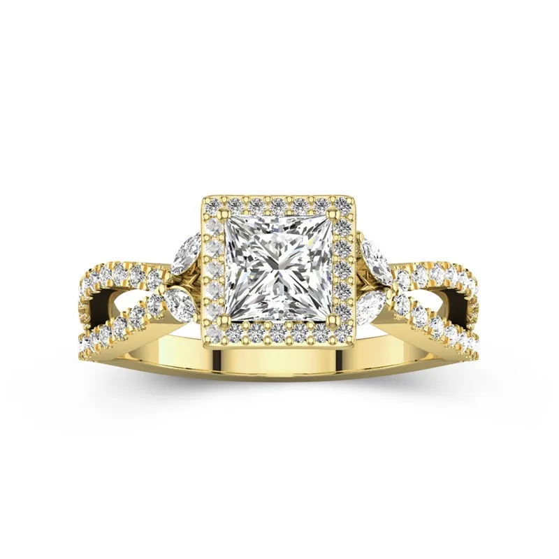 Nature Princess 1.00ct Moissanite Engagement Ring