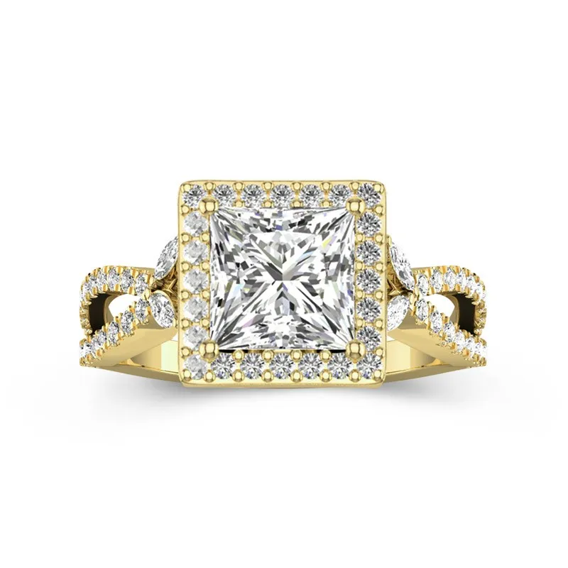 Feuille Halo Bague de fiançailles 2.00ct Moissanite