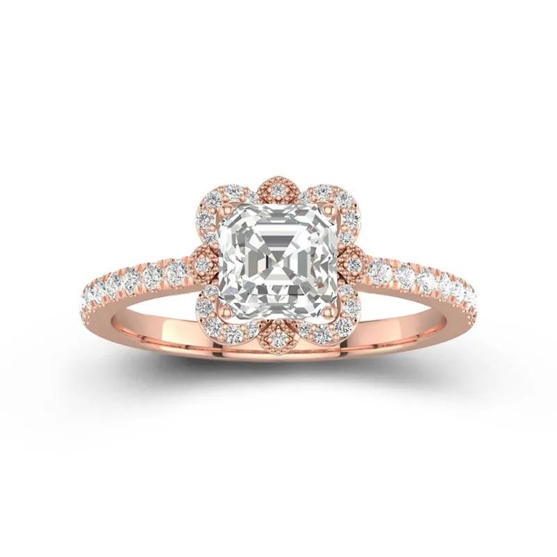 Vintage Asscher 1.00ct Moissanite Engagement Ring