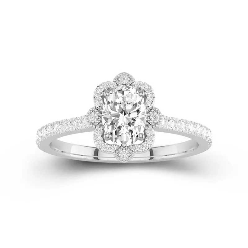 Rétro Ovale 1.00ct Moissanite Bague de fiançailles