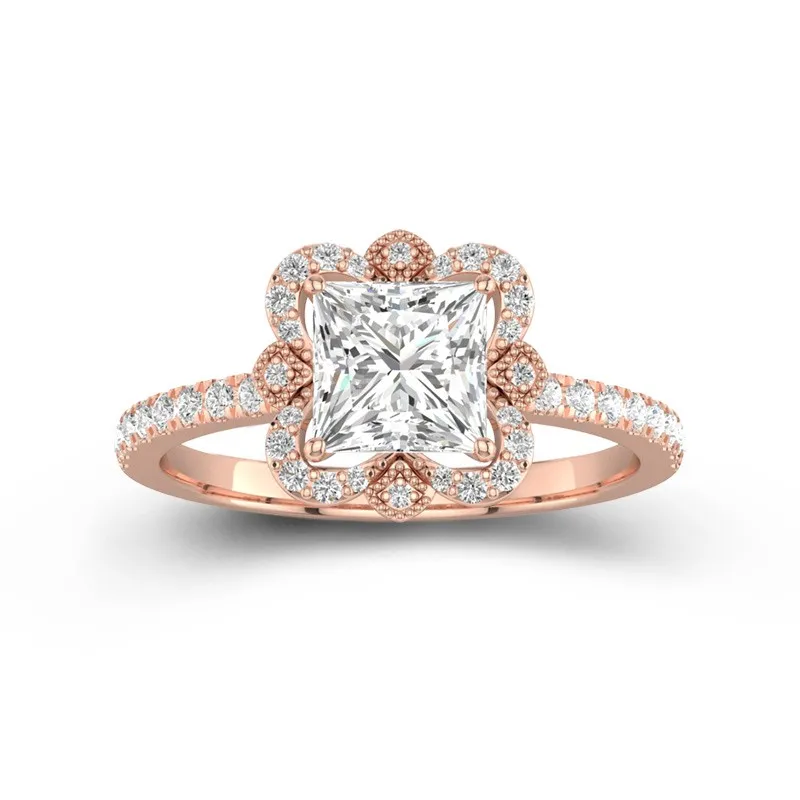 Vintage Princess 1.50ct Moissanite Engagement Ring Signet Engagement Ring