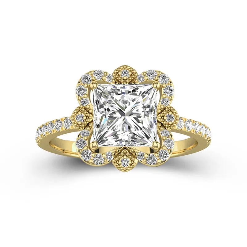Vintage Princess 2.00ct Moissanite Engagement Ring Signet Engagement Ring