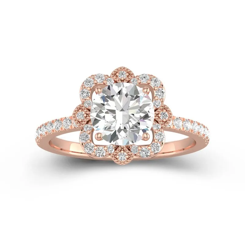 Vintage Round 1.50ct Moissanite Engagement Ring Signet Engagement Ring