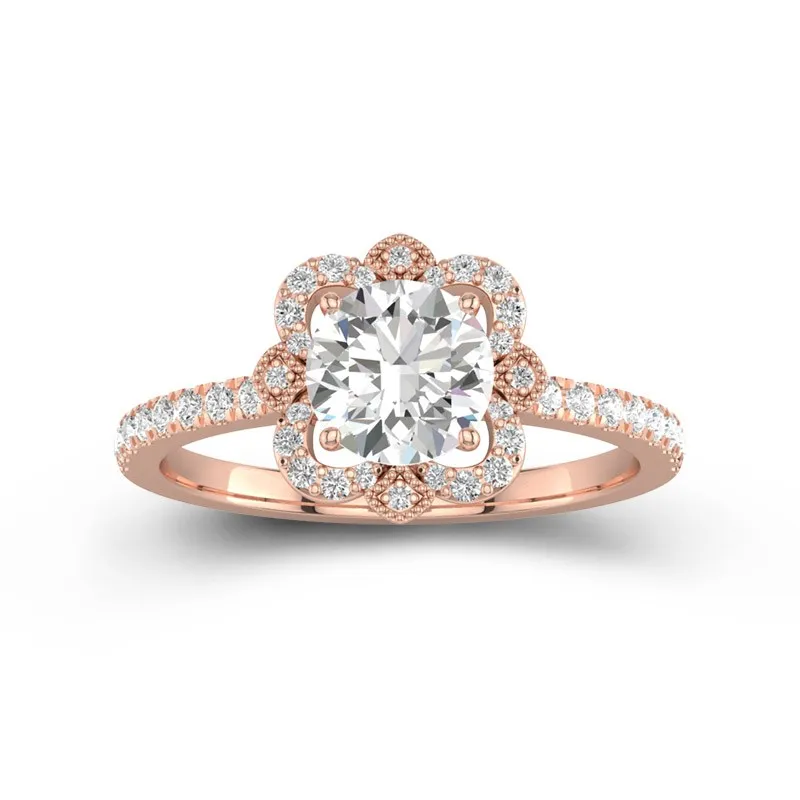 Vintage Round 1.00ct Moissanite Engagement Ring
