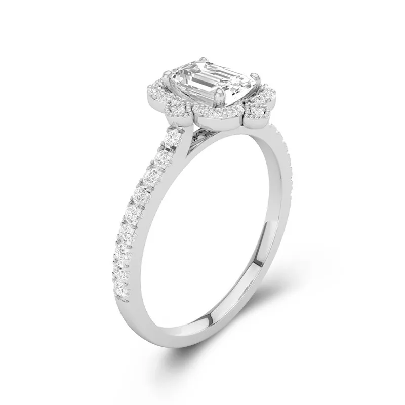 Vintage Asscher 1.00ct Moissanite Engagement Ring Signet Engagement Ring