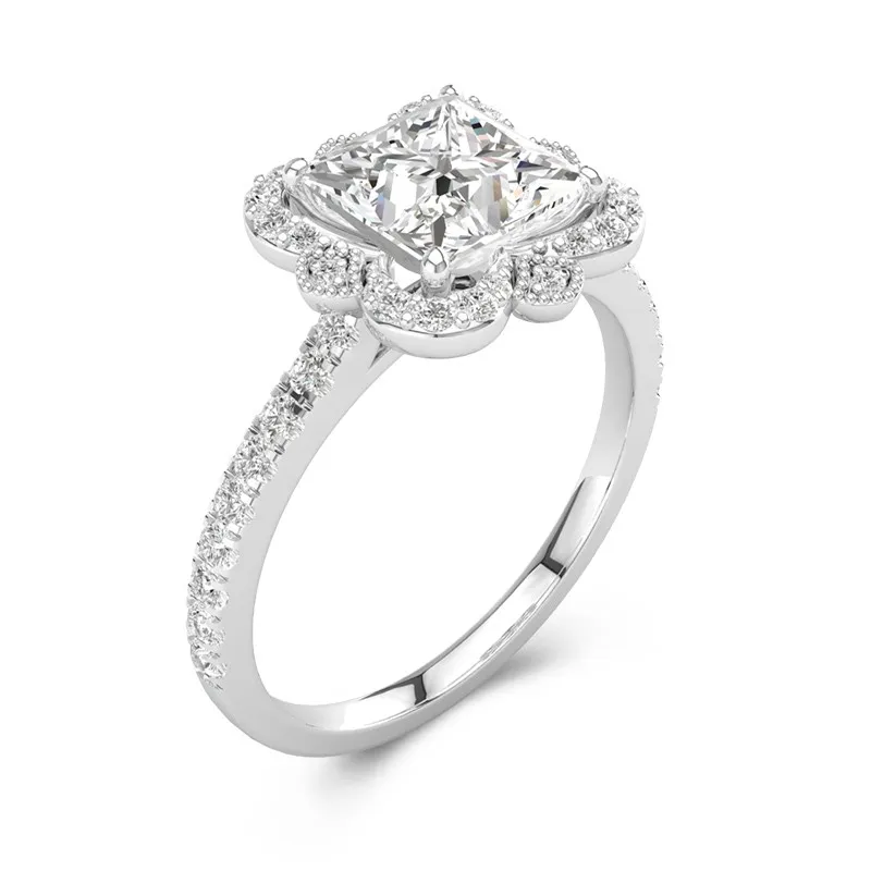 Vintage Princess 1.50ct Moissanite Engagement Ring Signet Engagement Ring