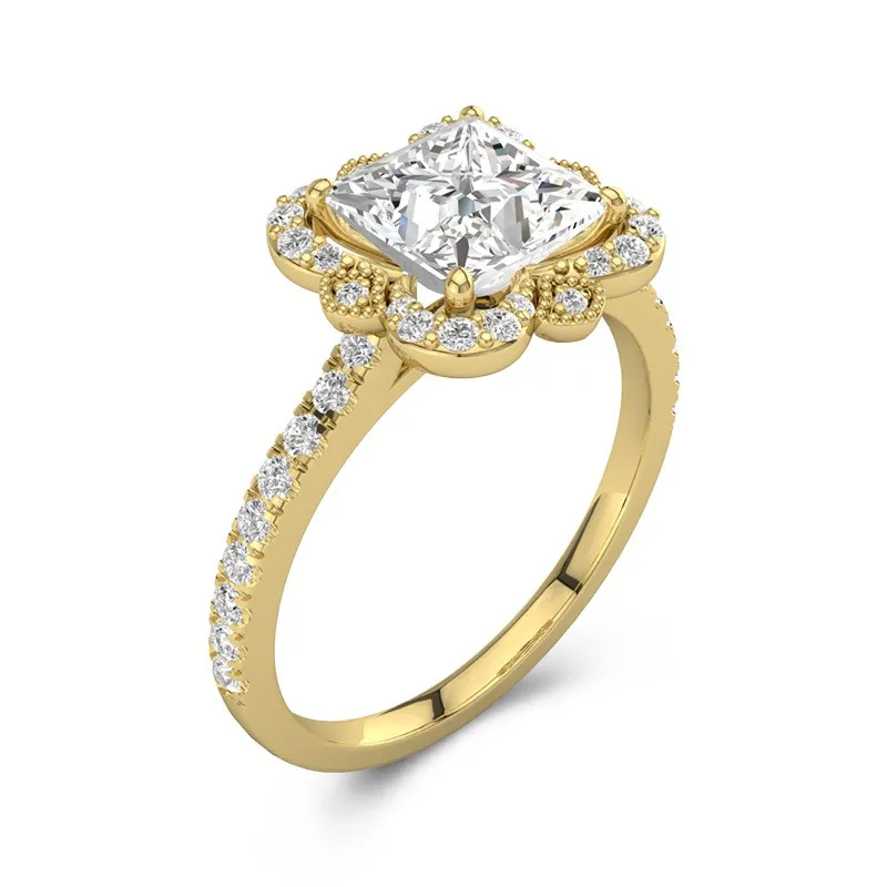 Rétro Princesse 2.00ct Moissanite Bague de fiançailles