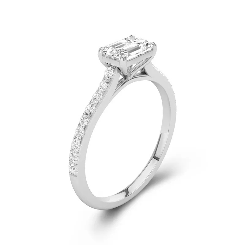 Argent sterling 925 Moissanite Bague de fiançailles