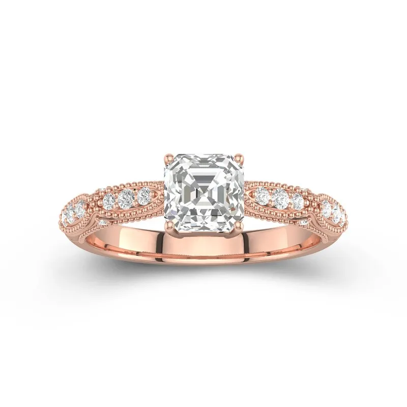 Baroque Asscher 1.00ct Moissanite Engagement Ring