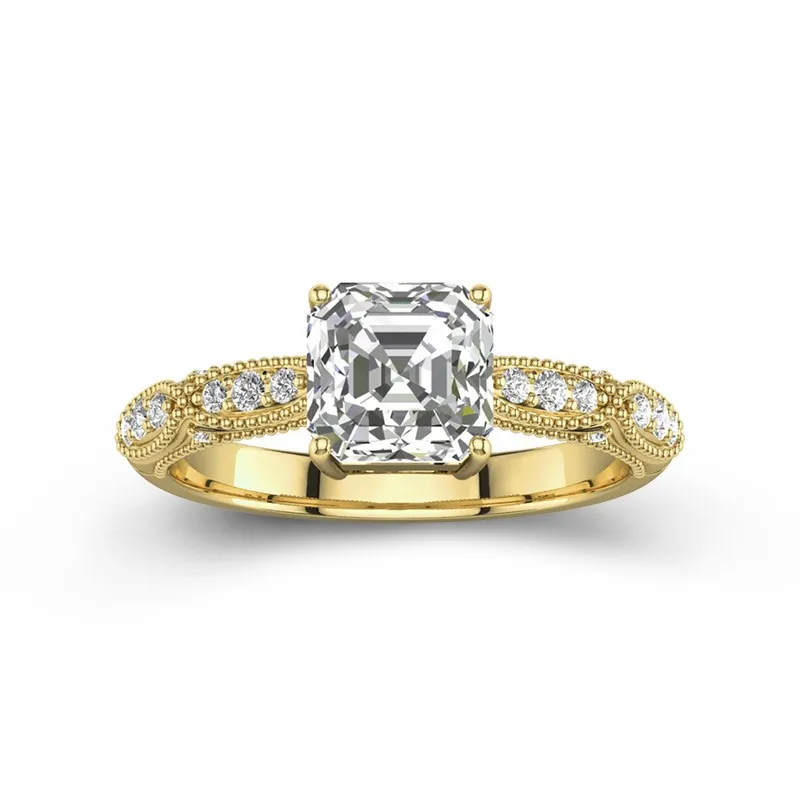 Baroque Asscher 2.00ct Moissanite Engagement Ring
