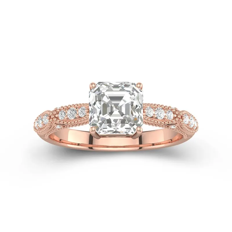 Baroque Asscher 2.00ct Moissanite Engagement Ring