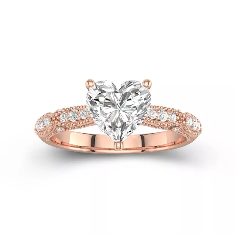 Baroque Heart 2.00ct Moissanite Engagement Ring
