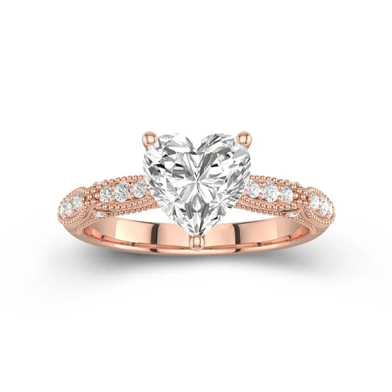 Baroque Heart 2.00ct Moissanite Engagement Ring