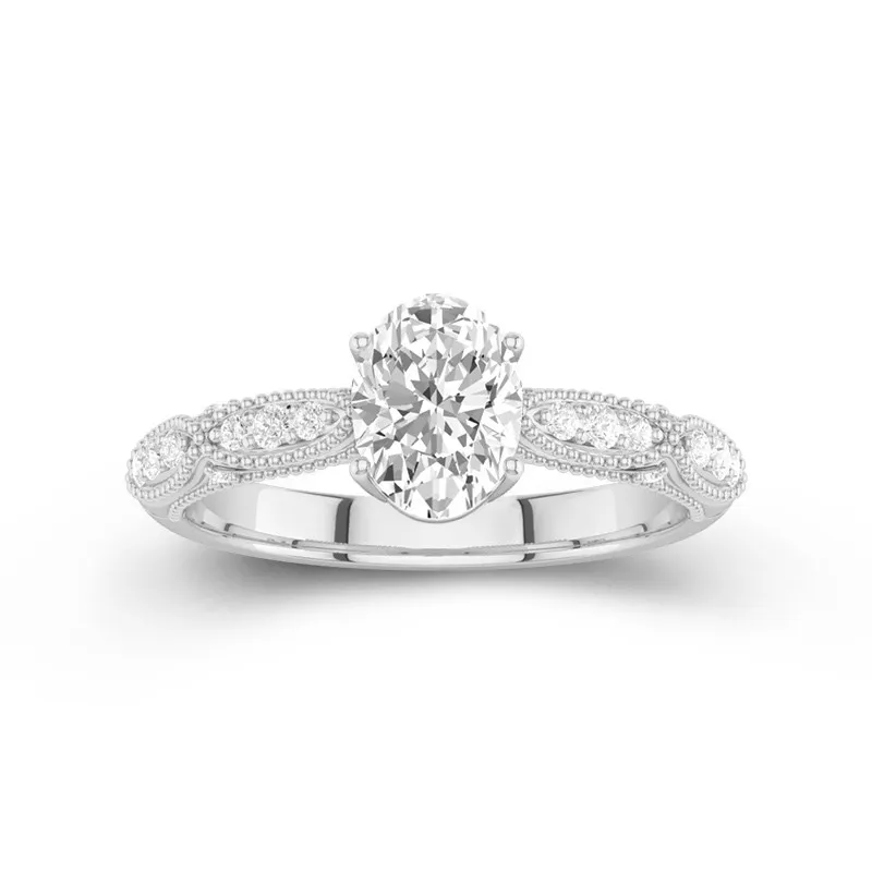 Baroque Oval 1.50ct Moissanite Engagement Ring
