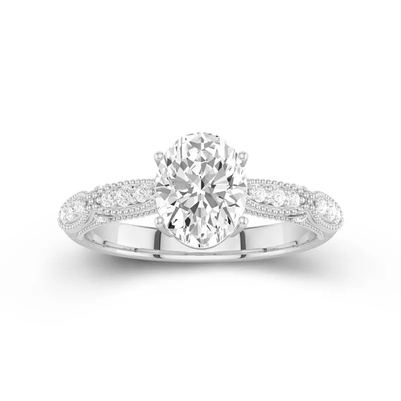 Baroque Oval 2.00ct Moissanite Engagement Ring