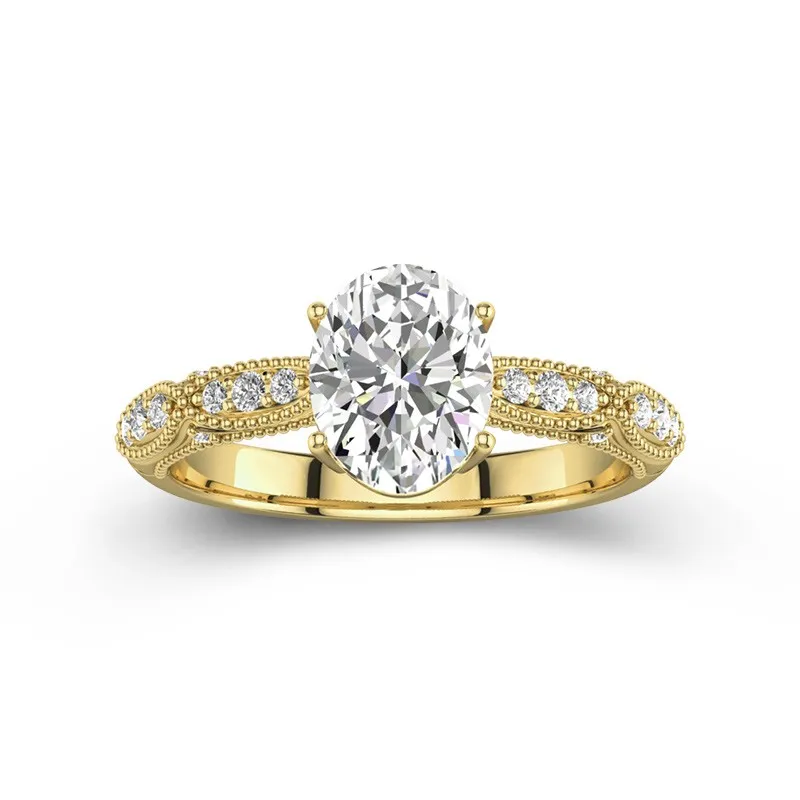 Baroque Oval 2.00ct Moissanite Engagement Ring