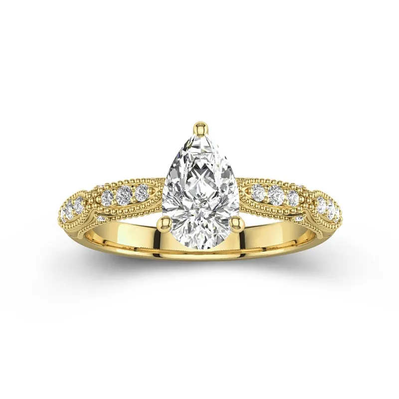 Baroque Pear 1.50ct Moissanite Engagement Ring