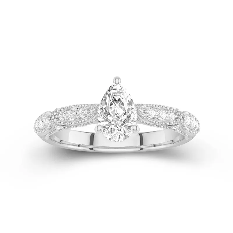 Baroque Pear 1.00ct Moissanite Engagement Ring