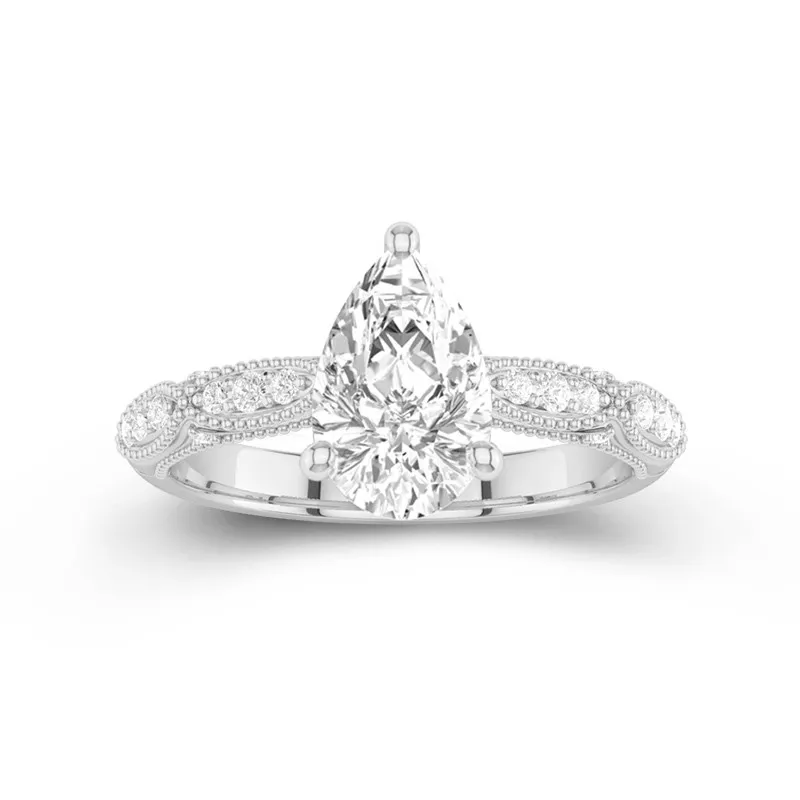 Baroque Pear 2.00ct Moissanite Engagement Ring