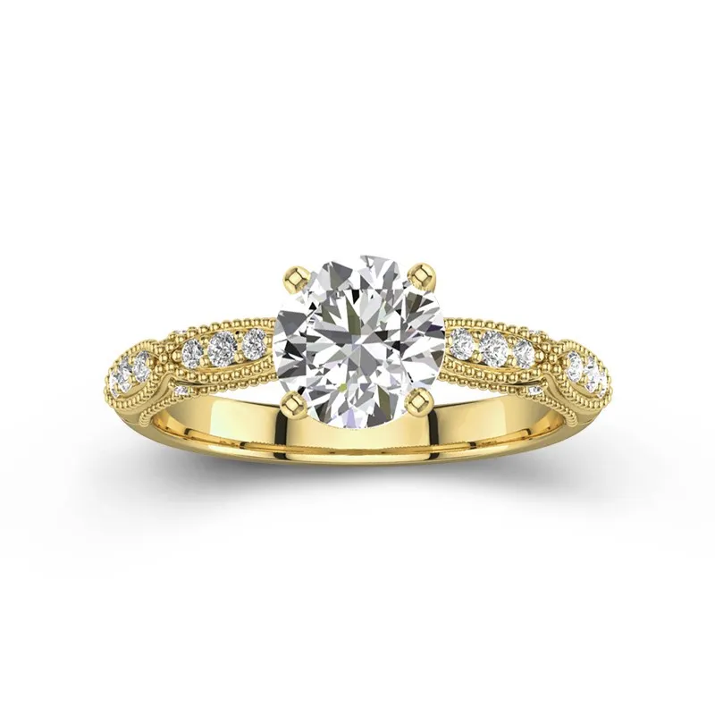 Baroque Round 1.50ct Moissanite Engagement Ring