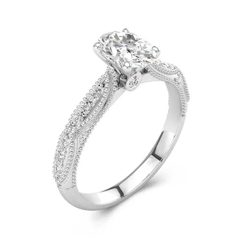 Baroque Oval 1.50ct Moissanite Engagement Ring