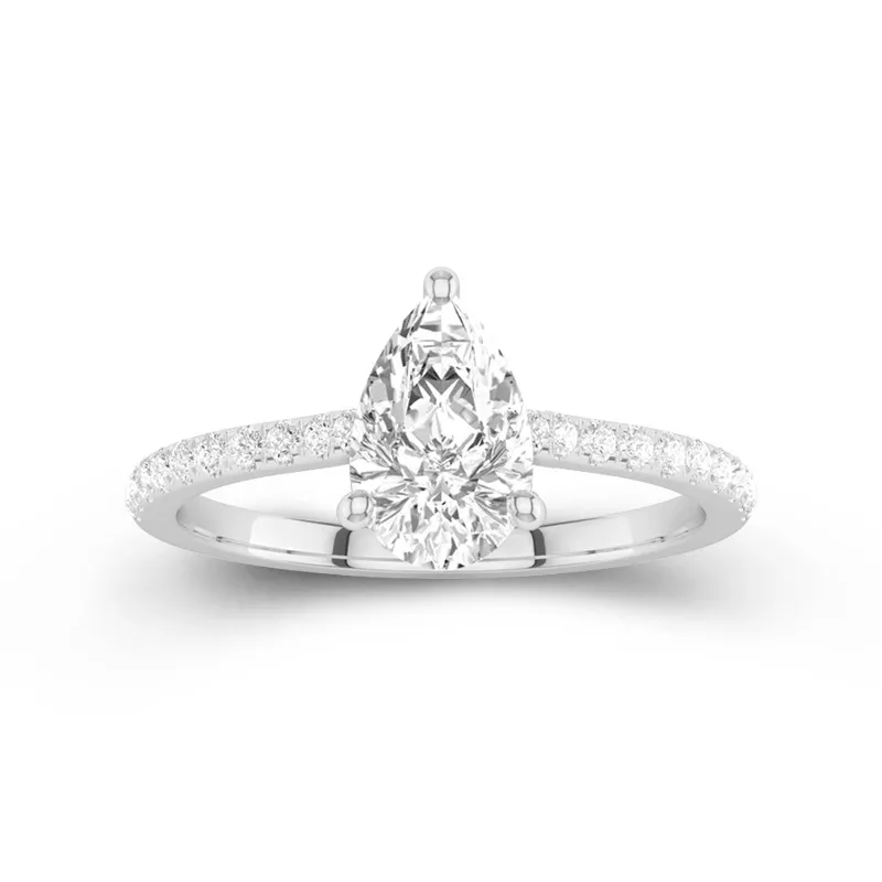 Understated Pear 1.50ct Moissanite Engagement Ring