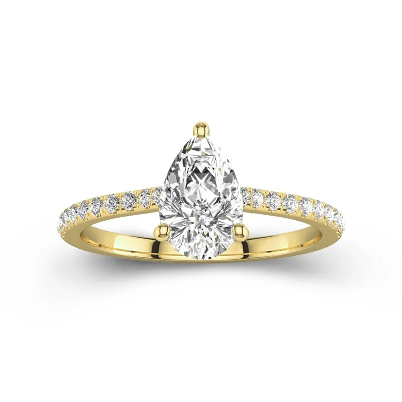 Understated Pear 1.50ct Moissanite Engagement Ring
