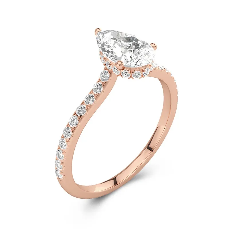 1.50ct Moissanite Engagement Ring 14K Rose Gold