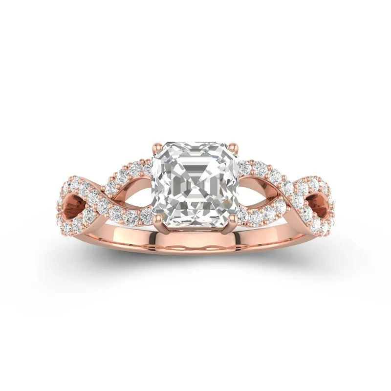 1.50ct Moissanite Engagement Ring 14K Rose Gold