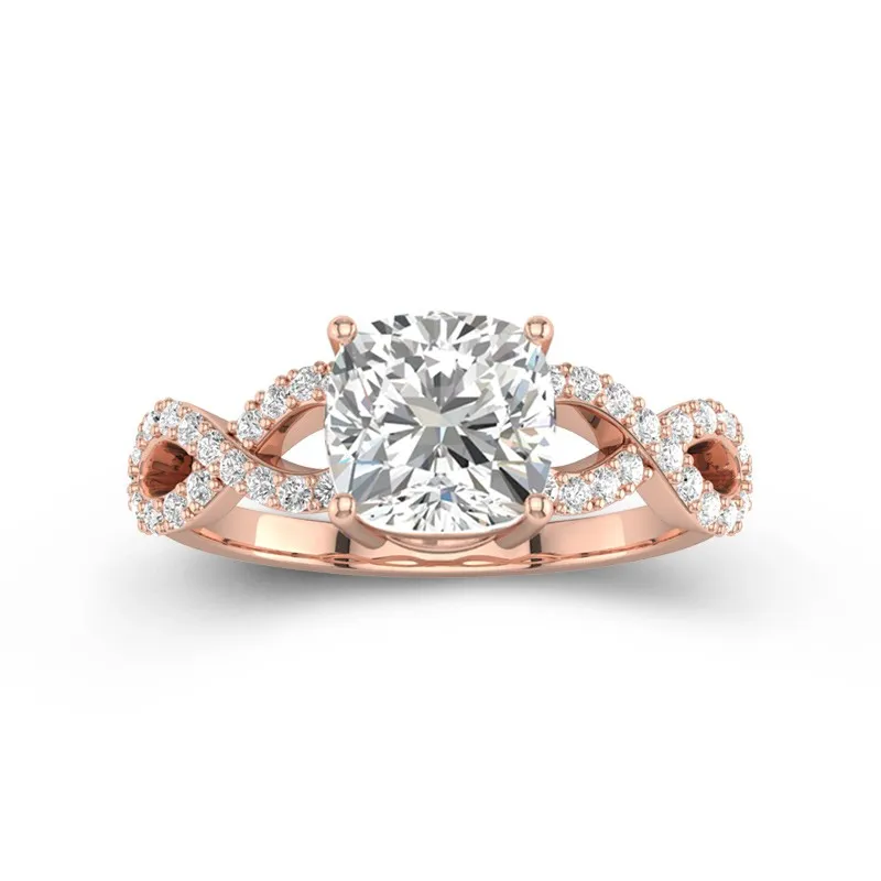 2.00ct Moissanite Engagement Ring 14K Rose Gold