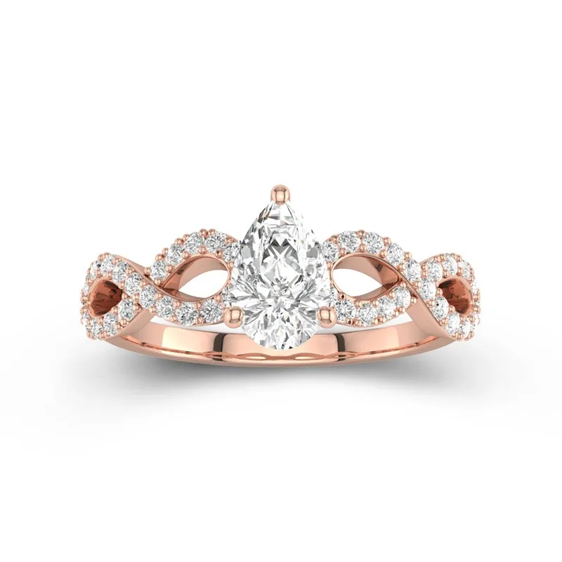 1.00ct Moissanite Engagement Ring 14K Rose Gold