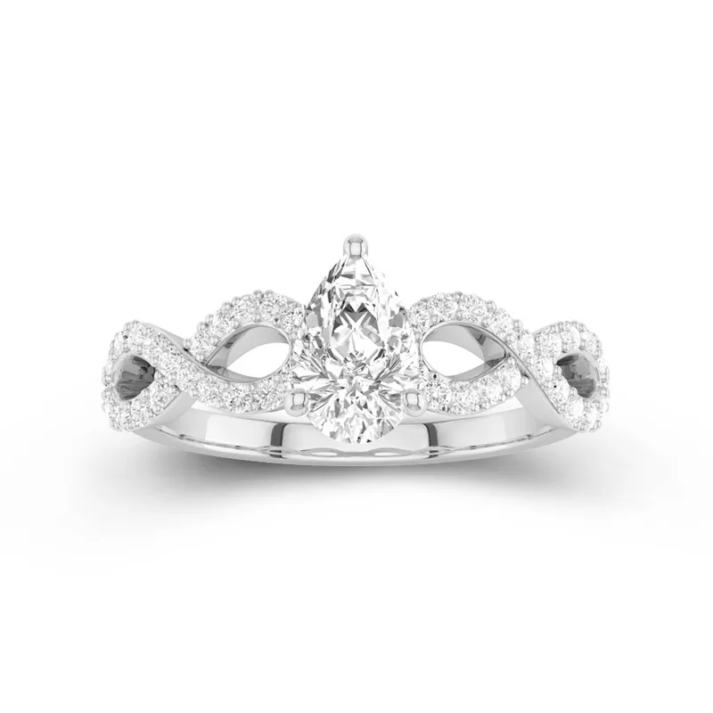 1.00ct Moissanite Engagement Ring 18K White Gold